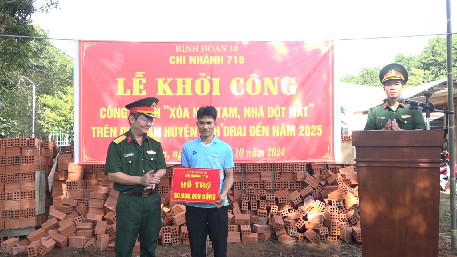 Chi nhánh 716 (Binh đoàn 15) tổ chức Lễ khởi công công trình Xoá nhà tạm, nhà dột nát năm 2024