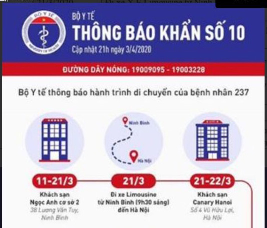 Thông báo khẩn số 10: Những ai đi qua các địa điểm này cần khai báo ngay